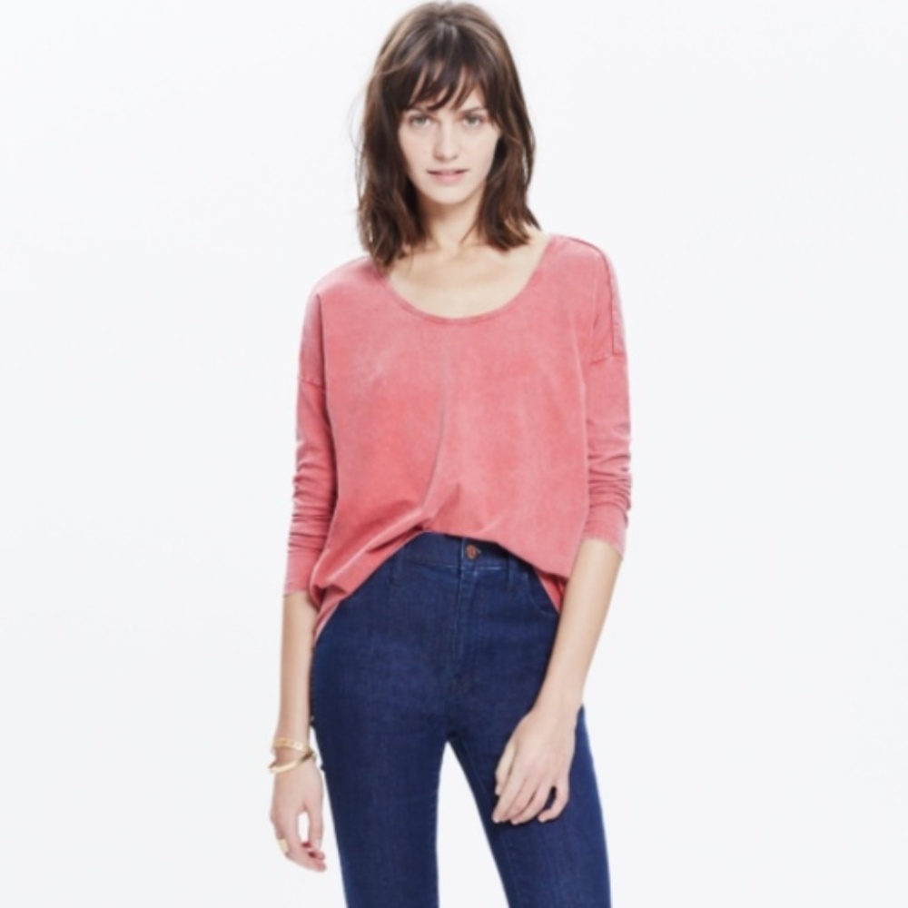 Madewell Crinkle Wash Scoop Tee in Pink